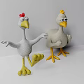 Cute Chicken Dolls Featuring Red And Yellow Combs In Playful Poses On White Background