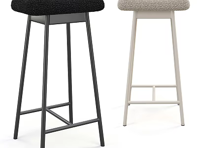 Modern Bar Stools With Black And White Frames And Upholstered Seats 3d model