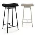 Modern Bar Stools With Black And White Frames And Upholstered Seats
