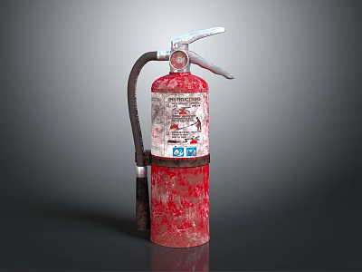 Red Fire Extinguisher with Pressure Gauge Hose and Instruction Label Essential Fire Safety Equipment 3d model