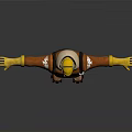 3D Character Model With Yellow Helmet Brown Jacket Gray Pants And Outstretched Arms