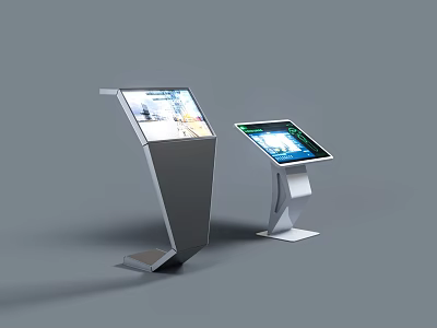 Modern All in One Interactive Devices With Vertical Stand And Touch Screen 3d model