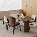 Middle style dining table and chair combination 3d model