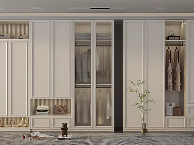 Modern White Wardrobe Design With Glass Doors Built In Storage And Hanging Space 3d model