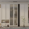 Modern White Wardrobe Design With Glass Doors Built In Storage And Hanging Space