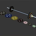 Fitness Barbell Equipment With Colored Weight Plates And Various Weights For Training