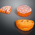Delicious Assorted Baked Pastries With Icing And Colorful Toppings On Dark Background