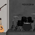Musical Instruments and Art Supplies with Electric Acoustic Guitars Drum Set
