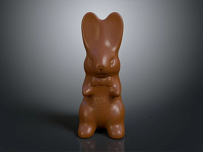 Cute Handmade Chocolate Easter Bunny Food With Bow Tie And Smooth Texture 3d model