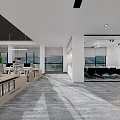 Modern Public Office Interior With White Office Chairs Desks Computers And Open Layout 3d model