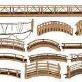 Different Types of Wooden Landscape Bridges Featuring Arched Flat and Railed Designs