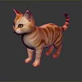Orange And White Tabby Cat Standing With Black Tipped Tail On Dark Background And Reflection