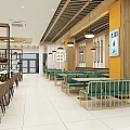 Traditional Chinese Restaurant Interior With Wooden Ceiling Shelves Hanging Lights And Tables