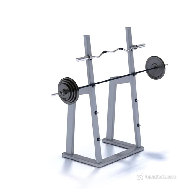 Sturdy Fitness Barbell Rack With Heavy Plates For Home Gym Training Equipment 3d model 