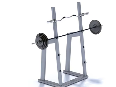 Sturdy Fitness Barbell Rack With Heavy Plates For Home Gym Training Equipment 3d model