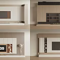 Modern TV Wall Design With Wooden Panels White Cabinets And Built In TV