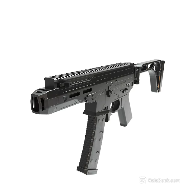 Modern Black Tactical Assault Rifle With Barrel Magazine And Rail System 3d model 