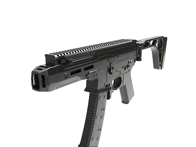 Modern Black Tactical Assault Rifle With Barrel Magazine And Rail System 3d model