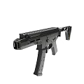 Modern Black Tactical Assault Rifle With Barrel Magazine And Rail System