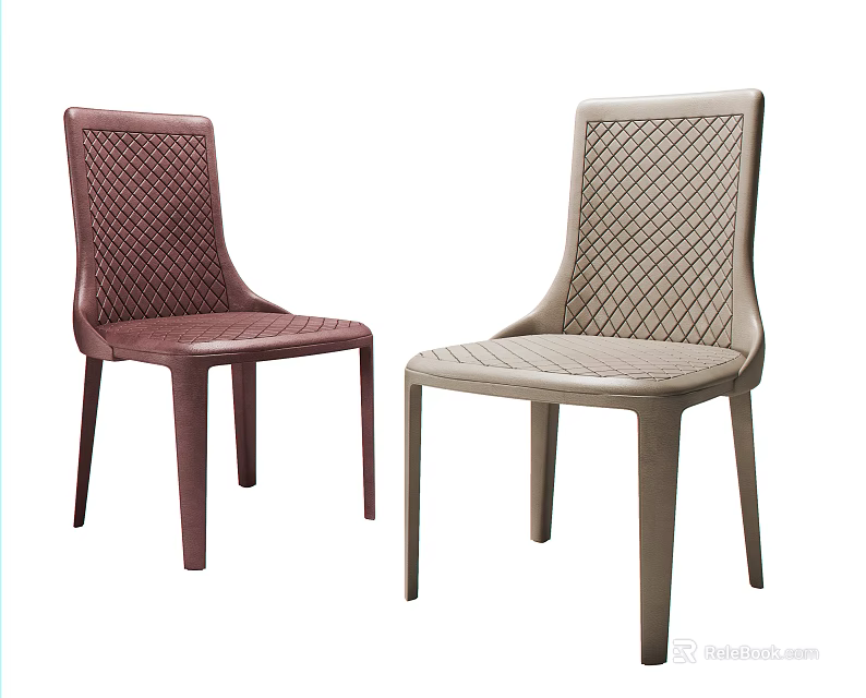 Modern Stylish Dining Chairs With Diamond Lattice Backrest And Two-Tone Design 3d model