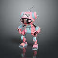 Cute Pink Robot Character With Humanoid Bio Mechanical Design 2023 Antenna And