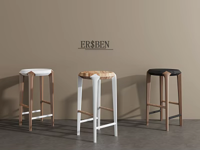 New Chinese Bar Stool Leisure Chair 3d model