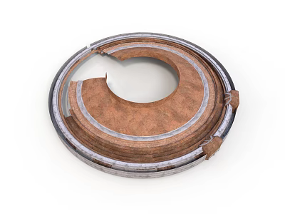 Worn Circular Metal Mechanical Ring Component With Notched Edge And Multi Layered Structure 3d model