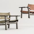 Two Modern Leisure Chairs With Green And Brown Upholstery And Wooden Frame Design