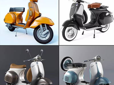 Vintage Scooter Collection With Multiple Colors And Classic Retro Design 3d model