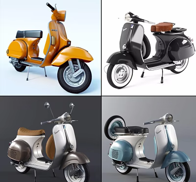 Vintage Scooter Collection With Multiple Colors And Classic Retro Design 3d model Vintage Scooter Collection With Multiple Colors And Classic Retro Design 3d model