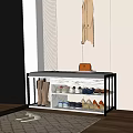 Entryway Storage Bench With Golden Frame And Gray Cushion Multiple Shoe Shelves For Organizing Footwear