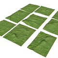 Green Hilly Terrain Tiles Arranged in Grid Pattern for Landscape Models 3d model