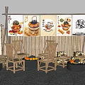 Japanese Style Outdoor Space With Bamboo Chairs Fire Pit And Hanging Food Posters