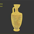 Ancient Carved Vase With Orange Black Body And Decorative Figure Patterns