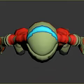 Action Game Movie Character In Red Outfit With Green Helmet And Goggles