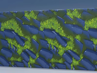 Decorative Wall With Blue Stone Pattern And Green Leaf Design For Home Interior 3d model