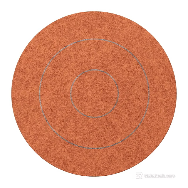 Modern Orange Circular Wall Decor With Grey Concentric Circles Design 3d model 