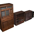 Wooden Console Cabinet And Side Cabinet With Storage Drawers Glass Doors Modern Design