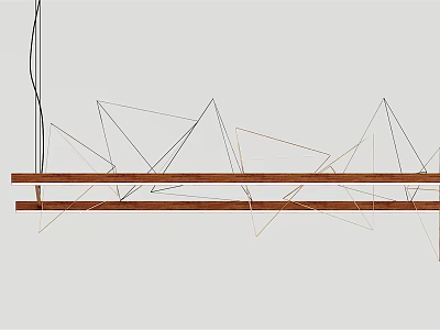 Modern Geometric Wooden Chandelier with Hanging Lines and Minimalist Design for Home Interiors 3d model