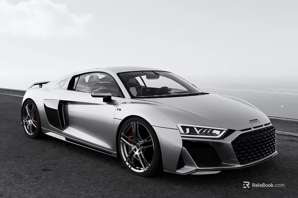 Silver Audi Two Door Sports Car With Sleek Exterior Design Front Grille And Alloy Wheels 3d model 