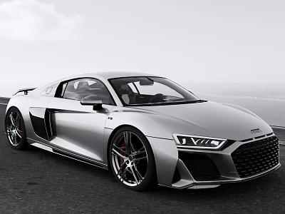 Silver Audi Two Door Sports Car With Sleek Exterior Design Front Grille And Alloy Wheels 3d model