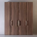 Modern Wooden Wardrobe With Three Door Metal Handles And Minimalist Design Style