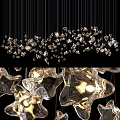 Star Shaped Glass Chandelier Modern Hanging Lighting Fixture With Warm Glow