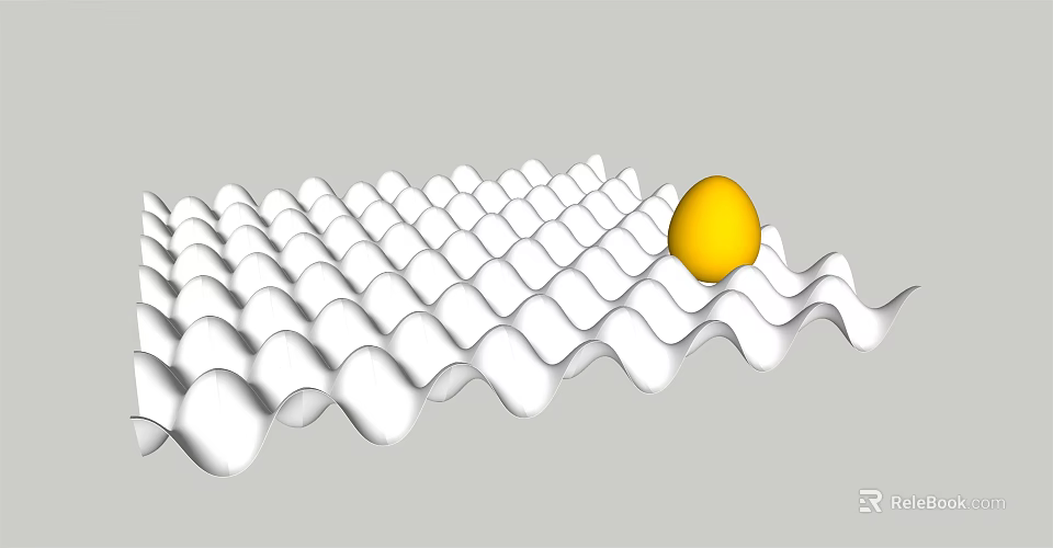 Fresh Yellow Egg Resting on White Wavy Grid Surface 3d model 