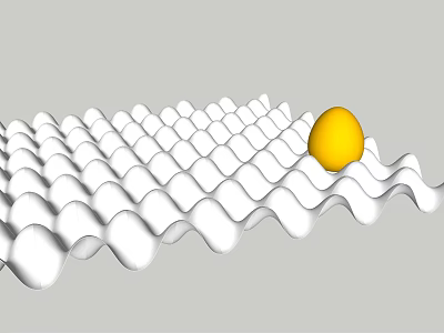 Fresh Yellow Egg Resting on White Wavy Grid Surface 3d model