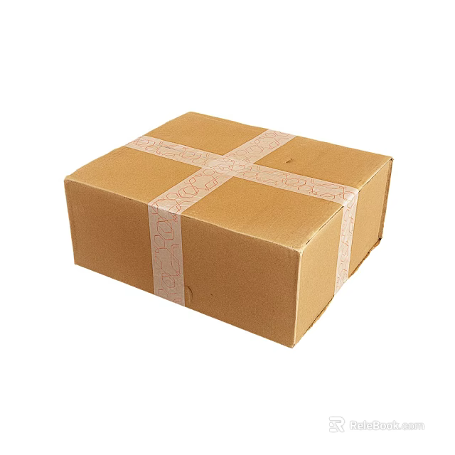 Household Items Brown Cardboard Box With Crossed Patterned Tape For Storage 3d model 