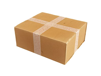 Household Items Brown Cardboard Box With Crossed Patterned Tape For Storage 3d model