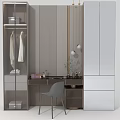 Modern Dressing Table Interior Design With Mirror Wardrobe Chair And Decorative Items 3d model