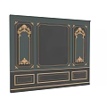 Elegant Dark Wall Paneling With Intricate Gold Carvings And Decorative Accents
