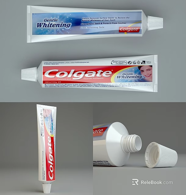Colgate Whitening Toothpaste Daily Cleaning Product With White Tube Packaging Design 3d model 